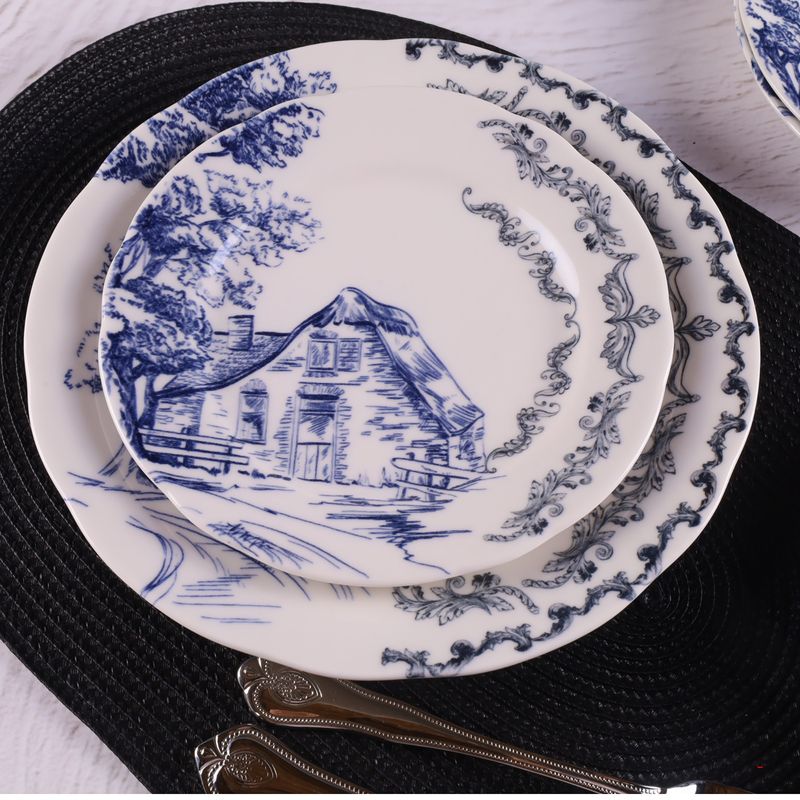 Casa si Gradina - Bucatarie si vesela - Vesela si tacamuri - Farfurii si boluri - Set de farfurii, Hermia, portelan, multicolor, 7 piese - Infinity.ro