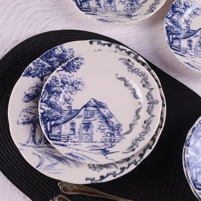 Casa si Gradina - Bucatarie si vesela - Vesela si tacamuri - Farfurii si boluri - Set de farfurii, Hermia, portelan, multicolor, 7 piese - Infinity.ro