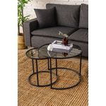 Casa si Gradina - Mobilier - Mese si birouri - Masute de cafea - Masuta de cafea, Hanah Home, sticla fumurie temperata, negru si fum, 60x60x43 cm - Infinity.ro