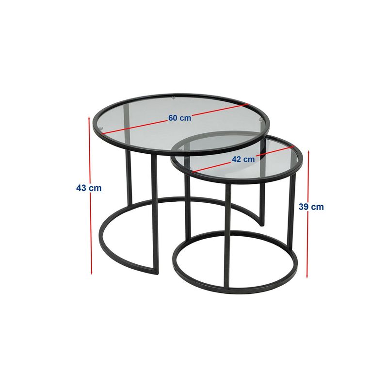 Casa si Gradina - Mobilier - Mese si birouri - Masute de cafea - Masuta de cafea, Hanah Home, sticla fumurie temperata, negru si fum, 60x60x43 cm - Infinity.ro