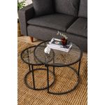 Casa si Gradina - Mobilier - Mese si birouri - Masute de cafea - Masuta de cafea, Hanah Home, sticla fumurie temperata, negru si fum, 60x60x43 cm - Infinity.ro