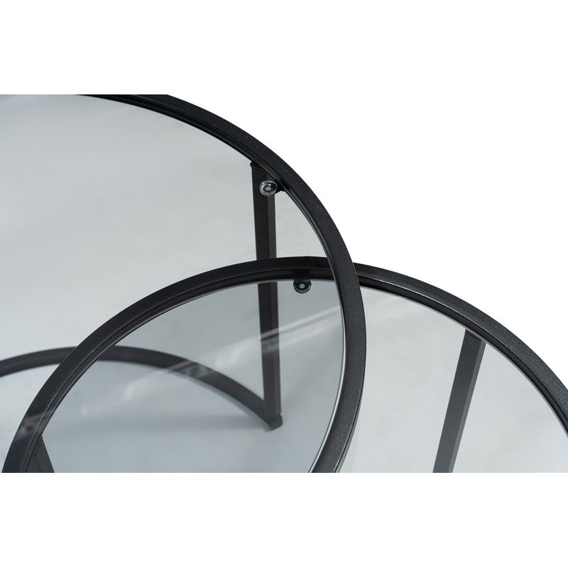 Casa si Gradina - Mobilier - Mese si birouri - Masute de cafea - Masuta de cafea, Hanah Home, sticla fumurie temperata, negru si fum, 60x60x43 cm - Infinity.ro