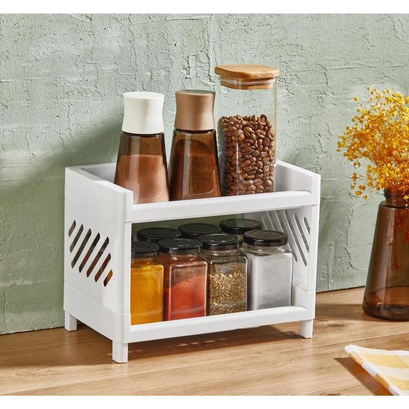 Carti si Birotica - Birotica - Accesorii de birou - Suporturi accesorii birou - Organizator de bucatarie, Hermia, plastic, alb, 14x24x20 cm - Infinity.ro