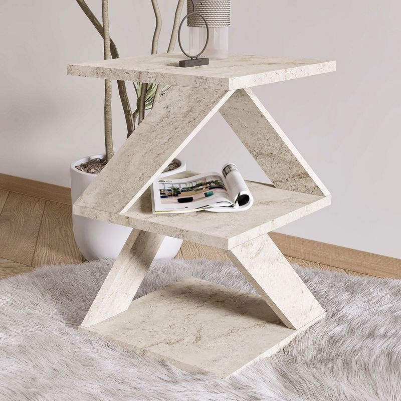 Casa si Gradina - Mobilier - Mese si birouri - Masute de cafea - Masuta laterala, Hanah Home, pal melaminat, travertin, 29.6x54.2x29.6 cm - Infinity.ro