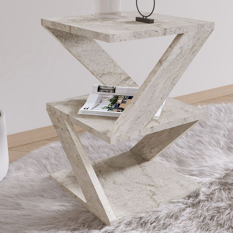 Casa si Gradina - Mobilier - Mese si birouri - Masute de cafea - Masuta laterala, Hanah Home, pal melaminat, travertin, 29.6x54.2x29.6 cm - Infinity.ro