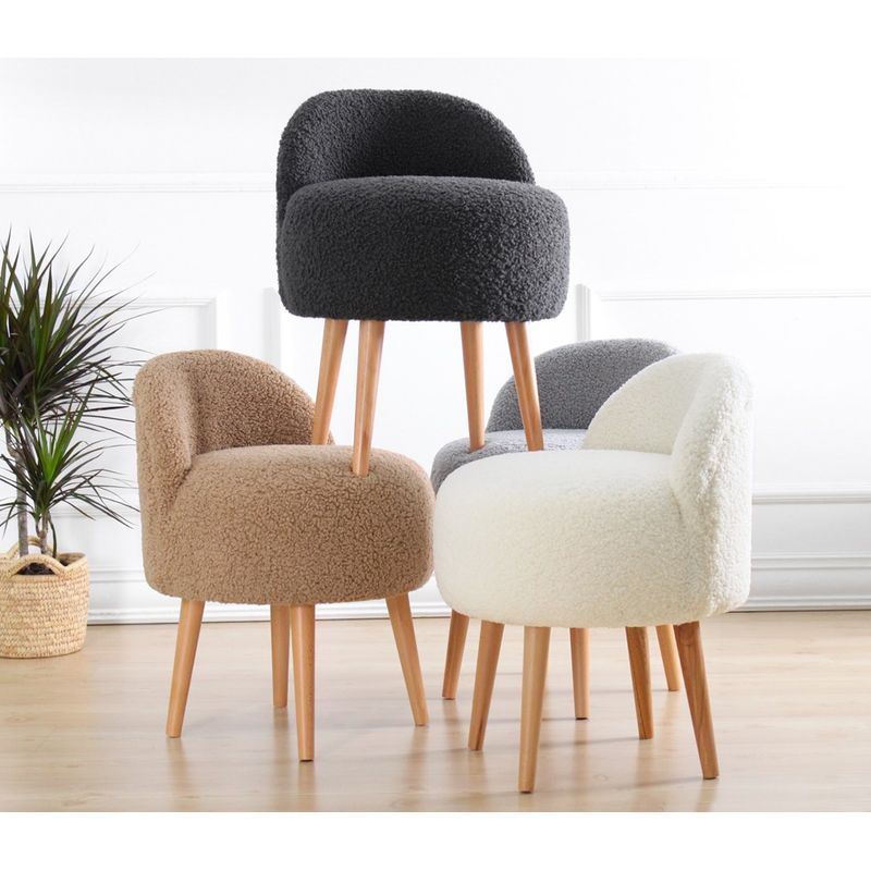 Casa si Gradina - Mobilier - Scaune si fotolii - Tabureti - Taburet, Hanah Home, blana artificiala, cafea, 46x46x64 cm - Infinity.ro