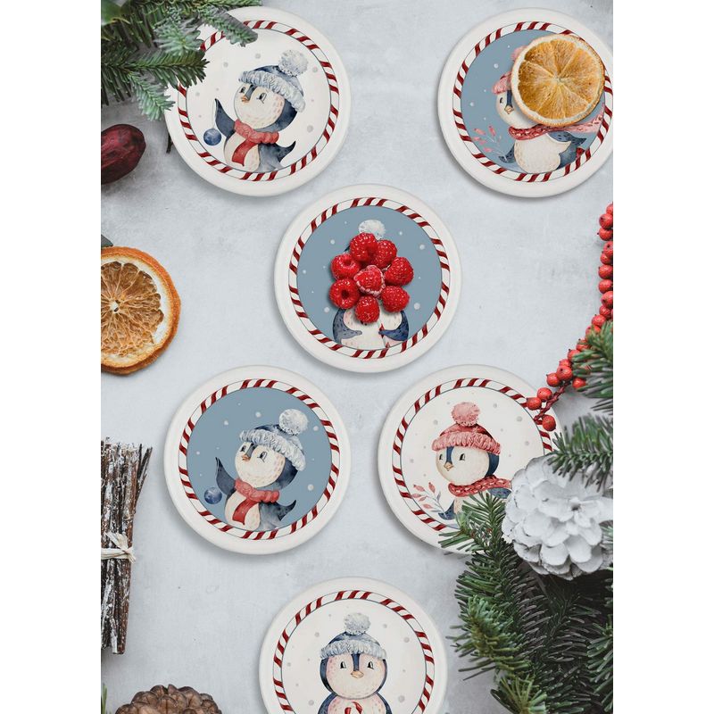 Casa si Gradina - Bucatarie si vesela - Vesela si tacamuri - Farfurii si boluri - Set boluri pentru aperitive, Hermia, ceramica, alb rosu gri, 10x10x1 cm, 6 piese - Infinity.ro