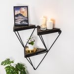 Casa si Gradina - Mobilier - Biblioteci si rafturi - Rafturi - Raft de perete, Hanah Home, lemn de molid, negru si nuc inchis, 57x45x15 cm - Infinity.ro