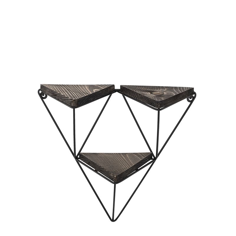 Casa si Gradina - Mobilier - Biblioteci si rafturi - Rafturi - Raft de perete, Hanah Home, lemn de molid, negru si nuc inchis, 57x45x15 cm - Infinity.ro