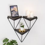 Casa si Gradina - Mobilier - Biblioteci si rafturi - Rafturi - Raft de perete, Hanah Home, lemn de molid, negru si nuc inchis, 57x45x15 cm - Infinity.ro