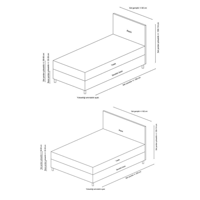 Casa si Gradina - Mobilier - Saltele si somiere - Somiere - Somiera cu tablie, Hanah Home, panou de particule melaminat, antracit, 150x200 cm - Infinity.ro