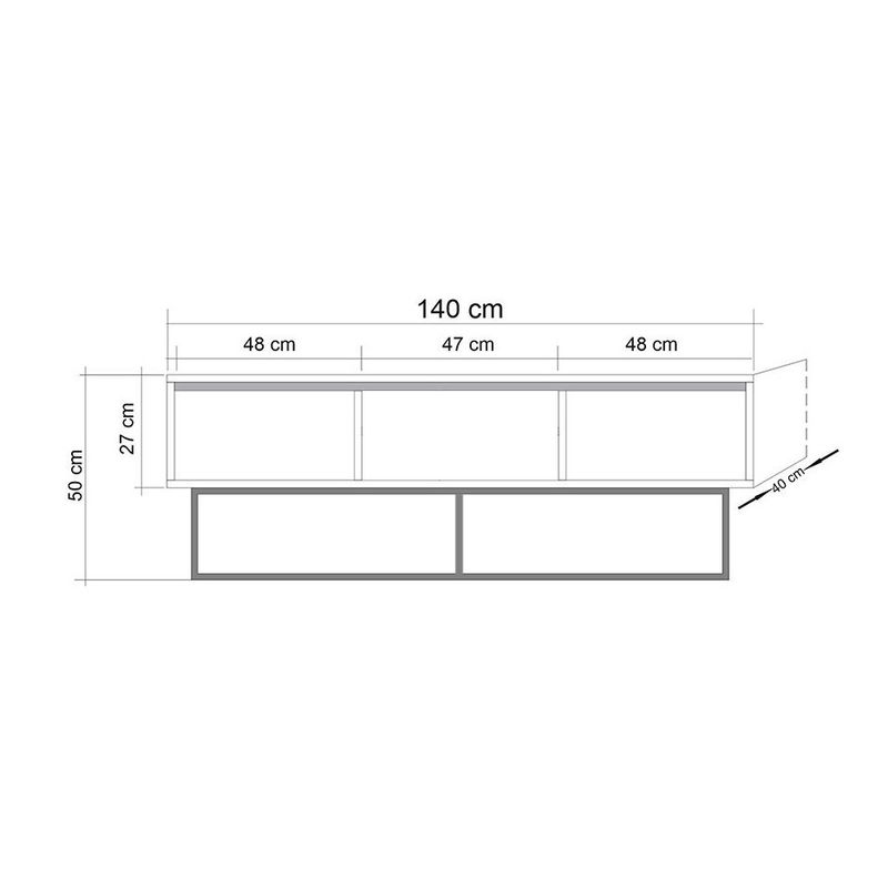 Casa si Gradina - Mobilier - Comode si corpuri - Comode - Comoda tv, Hanah Home, pal melaminat, nuc negru, 140x40x50 cm - Infinity.ro
