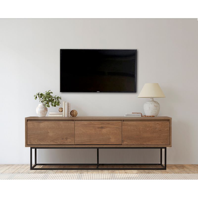 Casa si Gradina - Mobilier - Comode si corpuri - Comode - Comoda tv, Hanah Home, pal melaminat, nuc negru, 140x40x50 cm - Infinity.ro