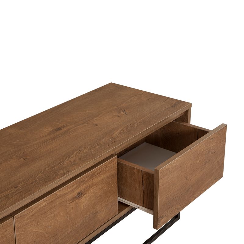 Casa si Gradina - Mobilier - Comode si corpuri - Comode - Comoda tv, Hanah Home, pal melaminat, nuc negru, 140x40x50 cm - Infinity.ro