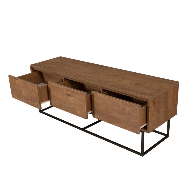 Casa si Gradina - Mobilier - Comode si corpuri - Comode - Comoda tv, Hanah Home, pal melaminat, nuc negru, 140x40x50 cm - Infinity.ro