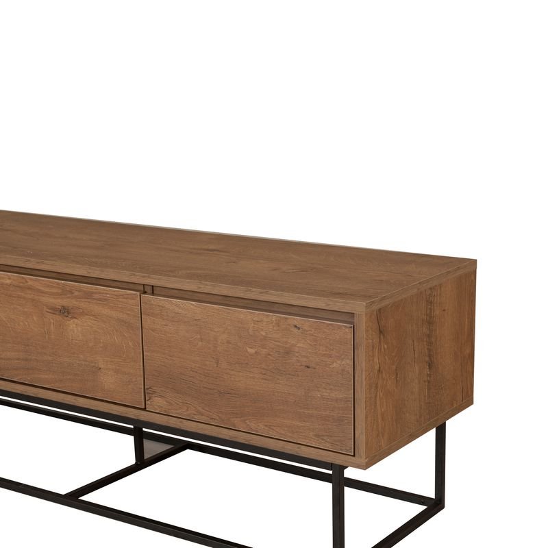Casa si Gradina - Mobilier - Comode si corpuri - Comode - Comoda tv, Hanah Home, pal melaminat, nuc negru, 140x40x50 cm - Infinity.ro