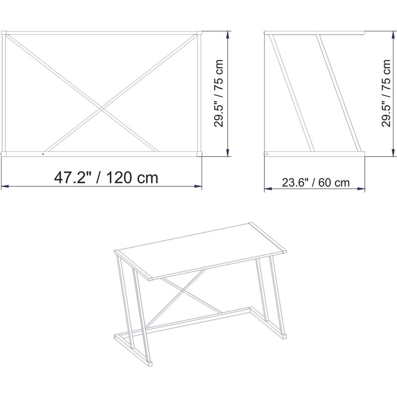 Casa si Gradina - Mobilier - Mese si birouri - Birouri - Birou de studiu, Hanah Home, pal melaminat, nuc si negru, 120x60x75 cm, 541HDL1104 - Infinity.ro