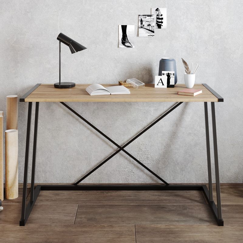 Casa si Gradina - Mobilier - Mese si birouri - Birouri - Birou de studiu, Hanah Home, pal melaminat, nuc si negru, 120x60x75 cm, 541HDL1104 - Infinity.ro