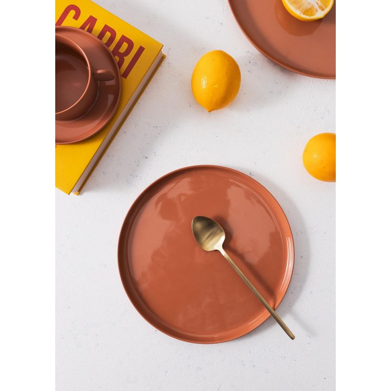 Casa si Gradina - Bucatarie si vesela - Vesela si tacamuri - Vesela pentru servire - Platou pentru prajituri, Hermia, portelan, terracota, 21x21x1 cm - Infinity.ro