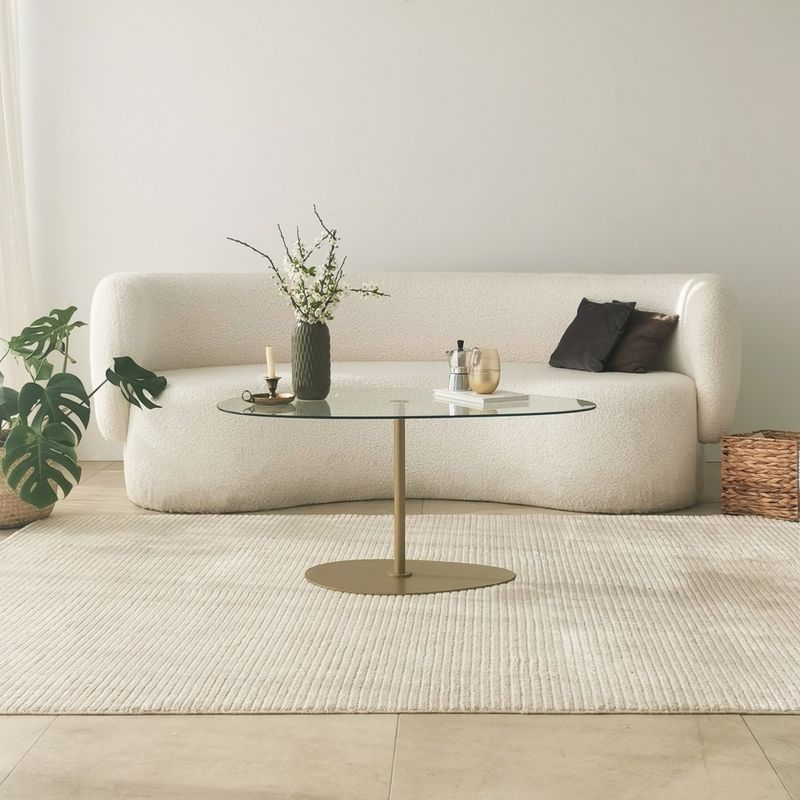 Casa si Gradina - Mobilier - Mese si birouri - Masute de cafea - Masuta de cafea, Hanah Home, sticla securizata, transparent auriu, 90x60x40 cm - Infinity.ro