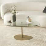 Casa si Gradina - Mobilier - Mese si birouri - Masute de cafea - Masuta de cafea, Hanah Home, sticla securizata, transparent auriu, 90x60x40 cm - Infinity.ro