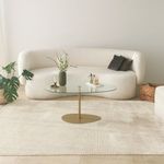 Casa si Gradina - Mobilier - Mese si birouri - Masute de cafea - Masuta de cafea, Hanah Home, sticla securizata, transparent auriu, 90x60x40 cm - Infinity.ro