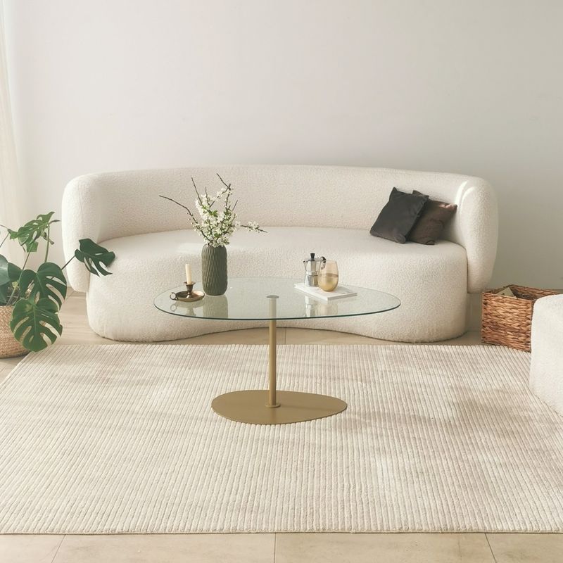 Casa si Gradina - Mobilier - Mese si birouri - Masute de cafea - Masuta de cafea, Hanah Home, sticla securizata, transparent auriu, 90x60x40 cm - Infinity.ro