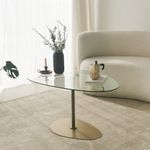 Casa si Gradina - Mobilier - Mese si birouri - Masute de cafea - Masuta de cafea, Hanah Home, sticla securizata, transparent auriu, 90x60x40 cm - Infinity.ro