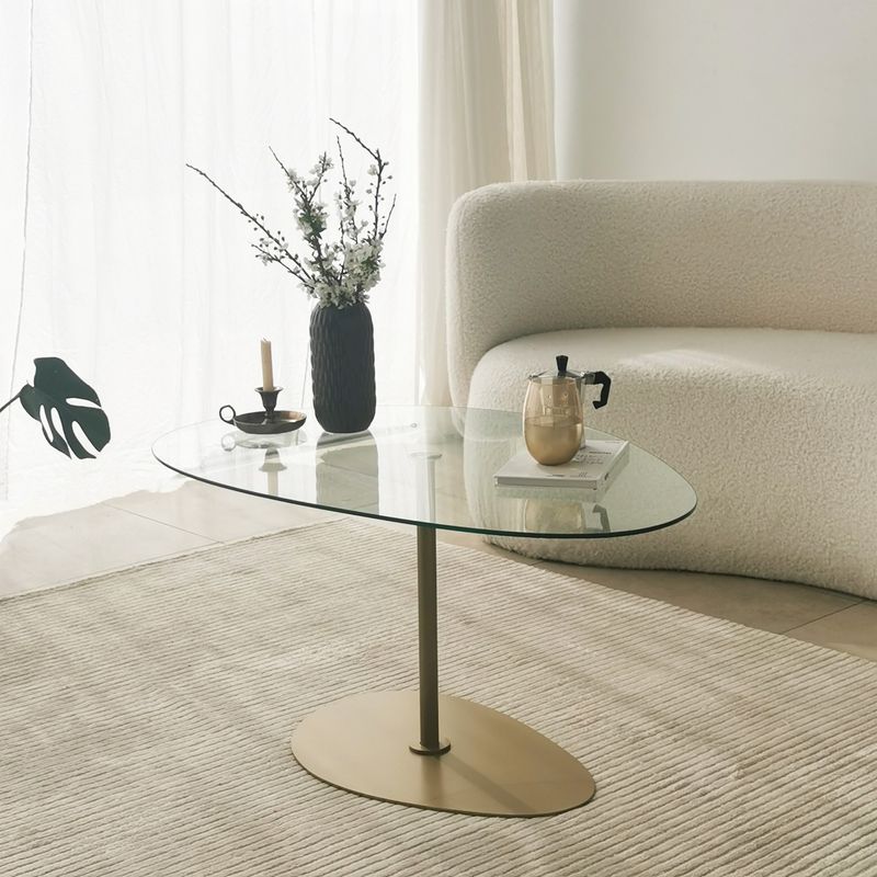 Casa si Gradina - Mobilier - Mese si birouri - Masute de cafea - Masuta de cafea, Hanah Home, sticla securizata, transparent auriu, 90x60x40 cm - Infinity.ro