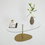 Casa si Gradina - Mobilier - Mese si birouri - Masute de cafea - Masuta de cafea, Hanah Home, sticla securizata, transparent auriu, 90x60x40 cm - Infinity.ro