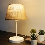 Casa si Gradina - Corpuri si surse de iluminat - Veioze si lampi - Veioze - Veioza, Opviq, metal, crem si alb, capac iuta, 36 cm - Infinity.ro