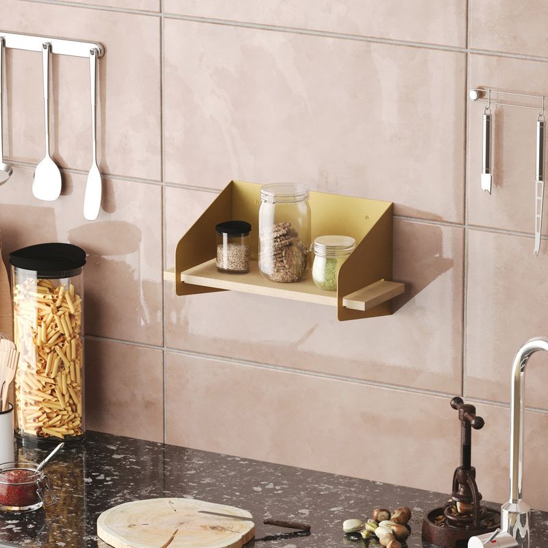 Casa si Gradina - Mobilier - Biblioteci si rafturi - Rafturi - Raft de perete, Hanah Home, lemn, auriu, 40x20x19 cm - Infinity.ro