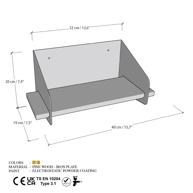 Casa si Gradina - Mobilier - Biblioteci si rafturi - Rafturi - Raft de perete, Hanah Home, lemn, auriu, 40x20x19 cm - Infinity.ro