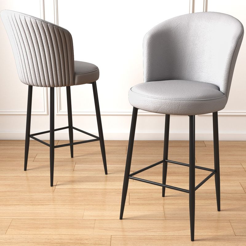 Casa si Gradina - Mobilier - Scaune si fotolii - Scaune - Set scaune de bar, Hanah Home, metal, piele ecologica, gri, negru, 46x40x107 cm, 4 bucati - Infinity.ro