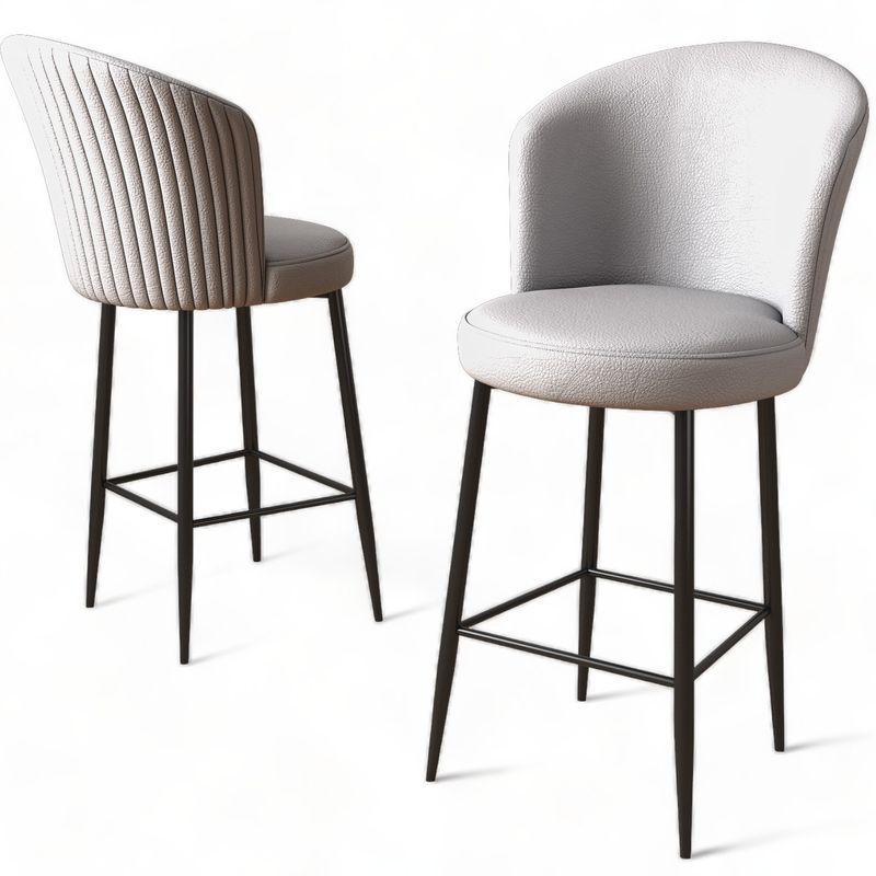 Casa si Gradina - Mobilier - Scaune si fotolii - Scaune - Set scaune de bar, Hanah Home, metal, piele ecologica, gri, negru, 46x40x107 cm, 4 bucati - Infinity.ro