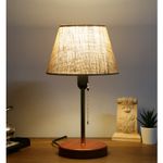 Casa si Gradina - Corpuri si surse de iluminat - Veioze si lampi - Veioze - Veioza, Opviq, metal, crem, baza din lemn, 22x14 cm, inaltime 38 cm - Infinity.ro