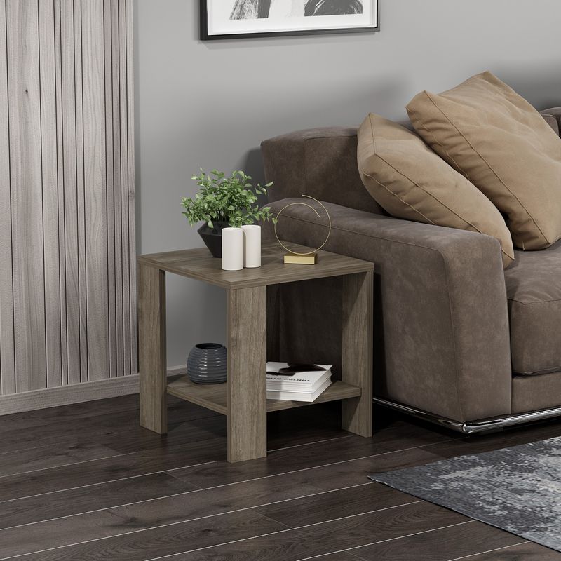 Casa si Gradina - Mobilier - Mese si birouri - Mese living - Masuta laterala, Hanah Home, pal melaminat, nuc, 40x40x42 cm - Infinity.ro