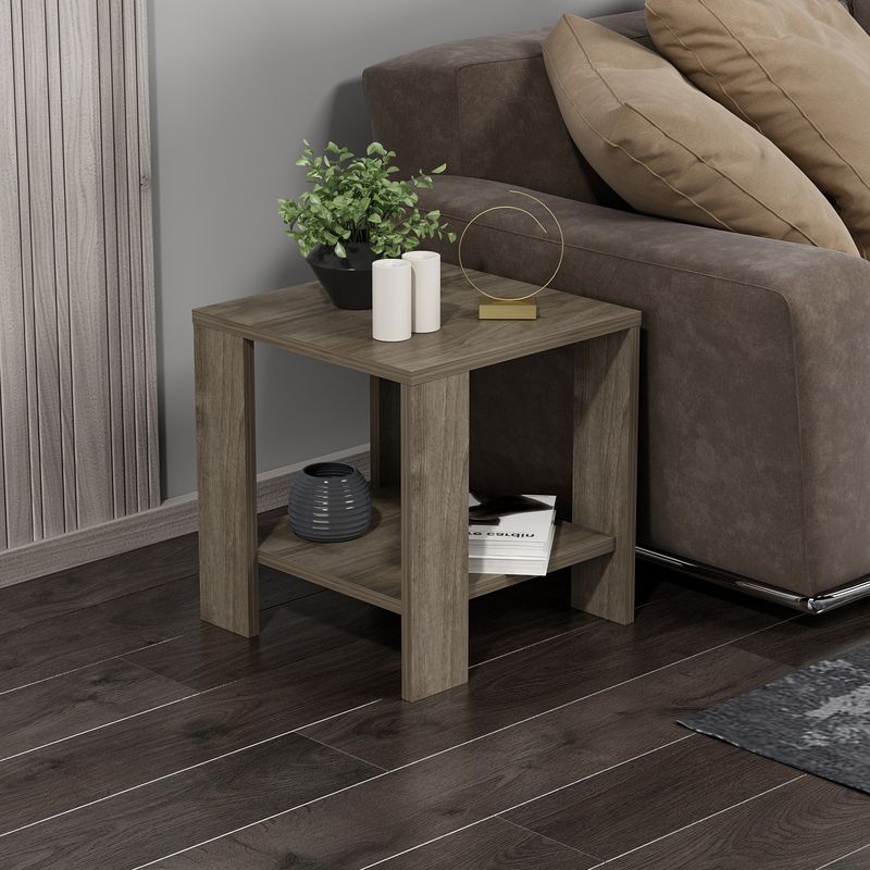 Casa si Gradina - Mobilier - Mese si birouri - Mese living - Masuta laterala, Hanah Home, pal melaminat, nuc, 40x40x42 cm - Infinity.ro