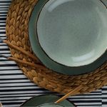 Casa si Gradina - Bucatarie si vesela - Vesela si tacamuri - Servicii de masa - Serviciu de masa 24 piese, Hermia, portelan, verde - Infinity.ro