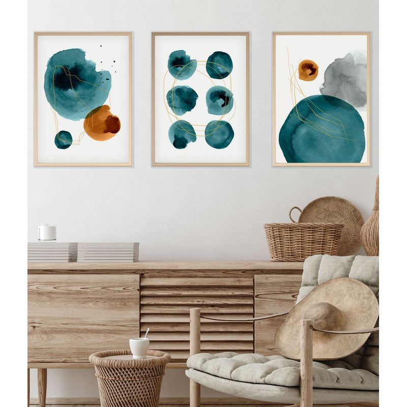 Casa si Gradina - Decoratiuni - Tablouri - Tablou decorativ cu rama, Wallxpert, mdf si lemn masiv, multicolor, 70x50 cm, set 3 piese, 693BSE1177 - Infinity.ro