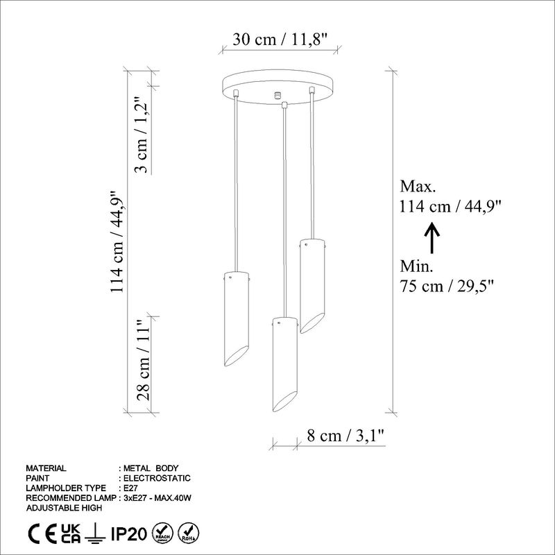 Casa si Gradina - Corpuri si surse de iluminat - Lustre si pendule - Candelabru, Opviq, metal, portocaliu, diametru 40 cm, inaltime reglabila 75-114 cm - Infinity.ro