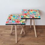 Casa si Gradina - Mobilier - Mese si birouri - Masute de cafea - Masute de cafea set 2 piese, Hanah Home, mdf, multicolor, picioare lemn fag, 35x47x35 cm, 35x42x35 cm - Infinity.ro