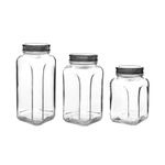 Casa si Gradina - Bucatarie si vesela - Organizare si depozitare bucatarie - Borcane si capace - Set borcane, Hermia, sticla, argintiu, 3 piese, 660/820/980 ml - Infinity.ro