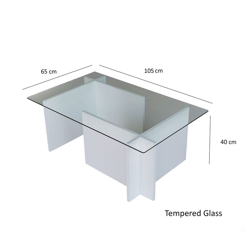 Casa si Gradina - Mobilier - Mese si birouri - Masute de cafea - Masuta de cafea, Hanah Home, sticla securizata, alb, 105x65x40 cm - Infinity.ro