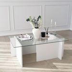 Casa si Gradina - Mobilier - Mese si birouri - Masute de cafea - Masuta de cafea, Hanah Home, sticla securizata, alb, 105x65x40 cm - Infinity.ro