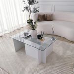 Casa si Gradina - Mobilier - Mese si birouri - Masute de cafea - Masuta de cafea, Hanah Home, sticla securizata, alb, 105x65x40 cm - Infinity.ro