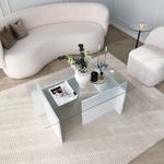 Casa si Gradina - Mobilier - Mese si birouri - Masute de cafea - Masuta de cafea, Hanah Home, sticla securizata, alb, 105x65x40 cm - Infinity.ro