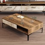 Casa si Gradina - Mobilier - Mese si birouri - Masute de cafea - Masuta de cafea, Hanah Home, panou aglomerat cu melamina, nuc si alb, 105x60x32.6 cm - Infinity.ro