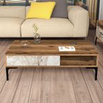 Casa si Gradina - Mobilier - Mese si birouri - Masute de cafea - Masuta de cafea, Hanah Home, panou aglomerat cu melamina, nuc si alb, 105x60x32.6 cm - Infinity.ro