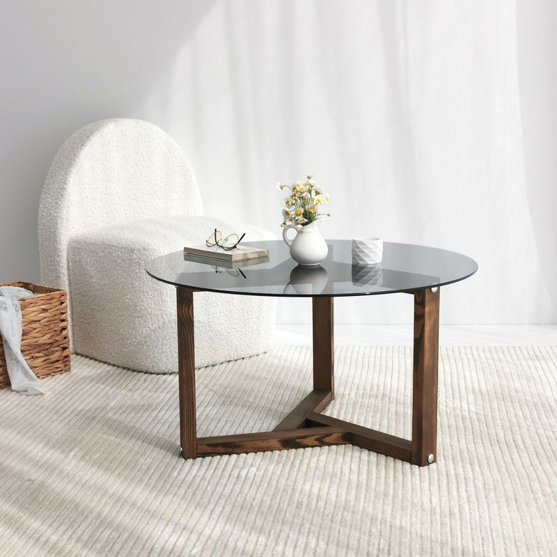 Casa si Gradina - Mobilier - Mese si birouri - Masute de cafea - Masuta de cafea, Hanah Home, sticla securizata, fumuriu, 75x75x40 cm - Infinity.ro